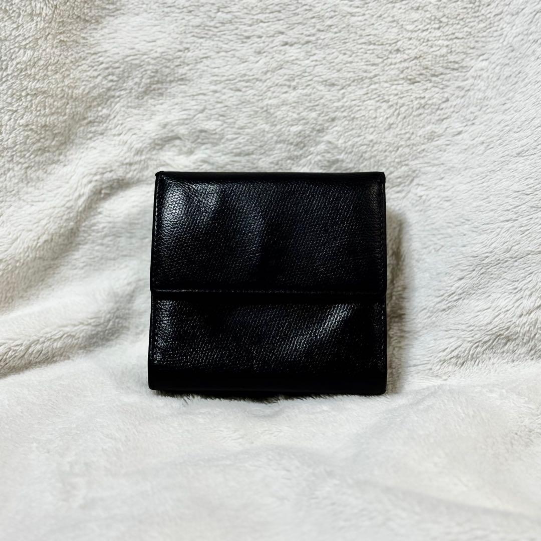 シャネル　CHANEL 三つ折り財布　ココマーク　ブラック　ゴールド金具