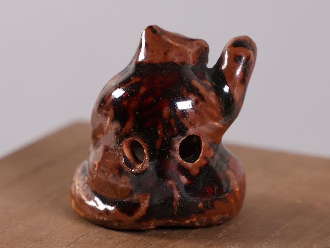 時代 砥部焼 向井和平 狸 根付 提げ物 陶芸 土人形【MB110】