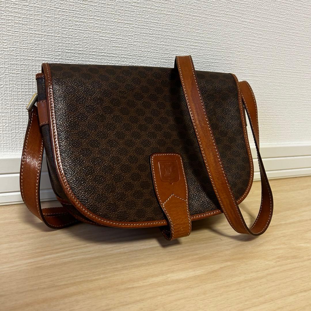 美品✨CELINE マカダム　セリーヌ ショルダーバッグ　茶/7