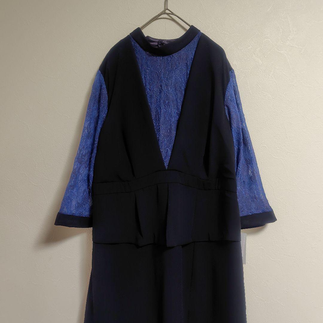 新品【Callarus】カラルス スタンドカラーレース切替デザインワンピース