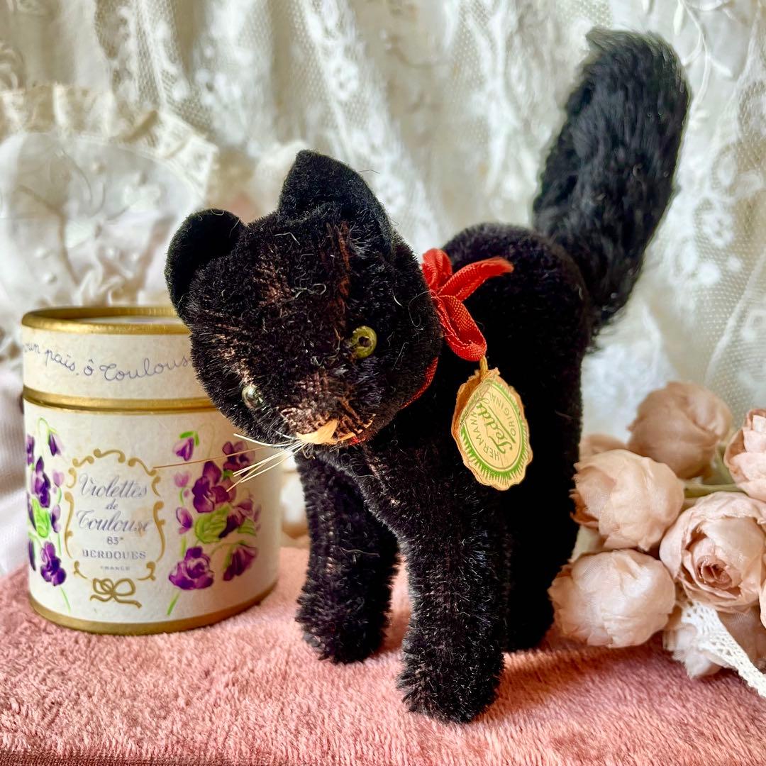 ハーマン黒猫ぬいぐるみ ドイツヴィンテージHERMANN 検フランス