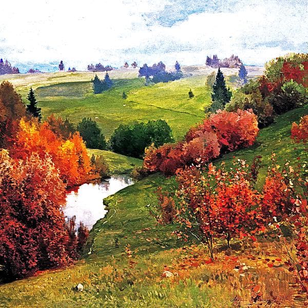 秋 谷の風景画 A4 - メルカリ