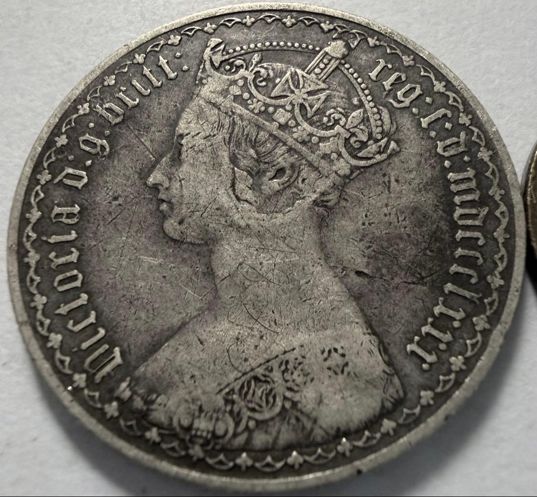 イ*レ様 1880年英国 ゴシックフローリン銀貨ヴィクトリア女王(mdccclx