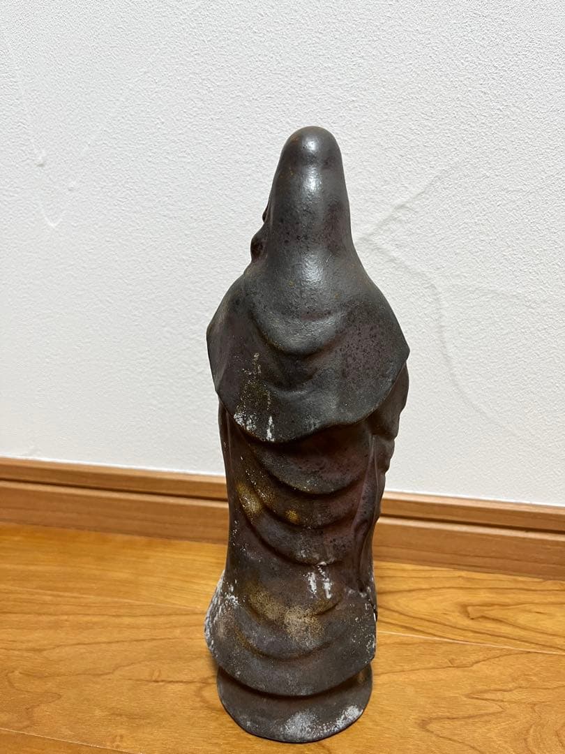 備前焼 観音菩薩立像 仏像 置物 細工物 仏教 観音様 在銘 鈴木黄弌造