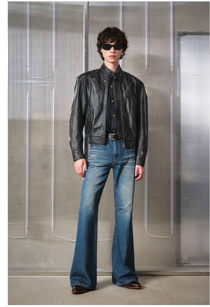 未使用 牛皮LMOODスモーカーカウハイドレザージャケット メンズ