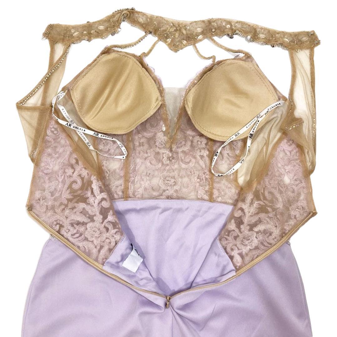 AngelR エンジェルアール アッパーフラワーレースデコルテビジューミニドレス