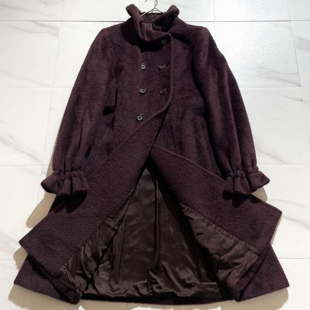 極美品 MaxMara 白タグ近年モデル アルパカシャギー ロングコート 40