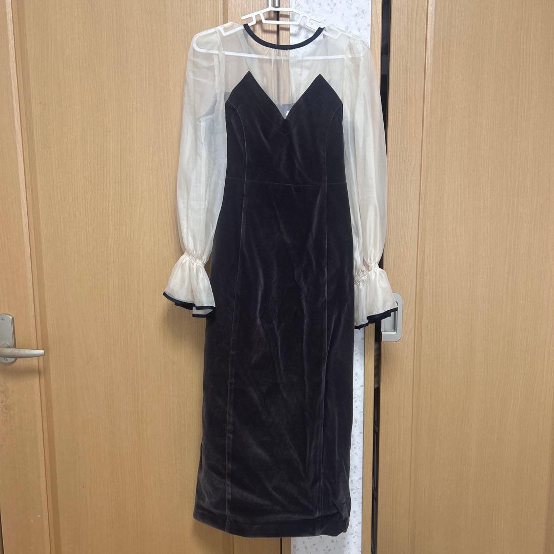 【SALON by Chico】配色シアーベアデザインワンピース 美品