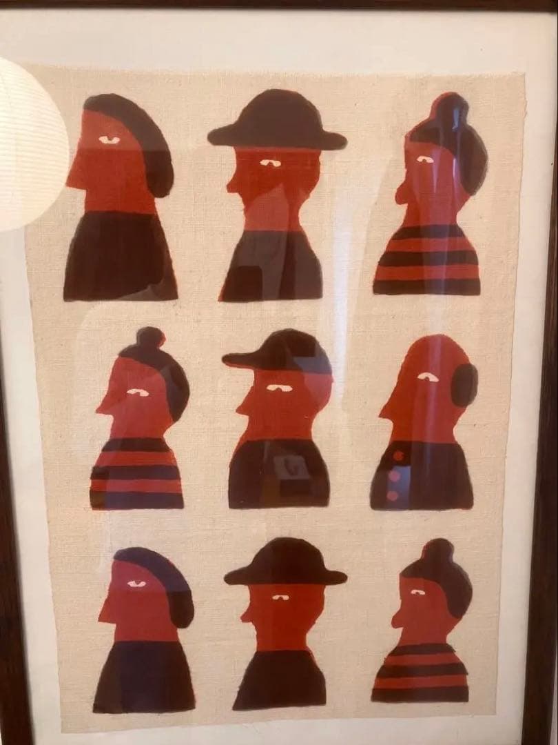 柚木沙弥郎 本染 染め布 型染絵 61×42 特大サイズ　民藝　民芸 染色家 柚木沙弥郎の本の世界『柚木沙弥郎 美しい本の仕事』が発売