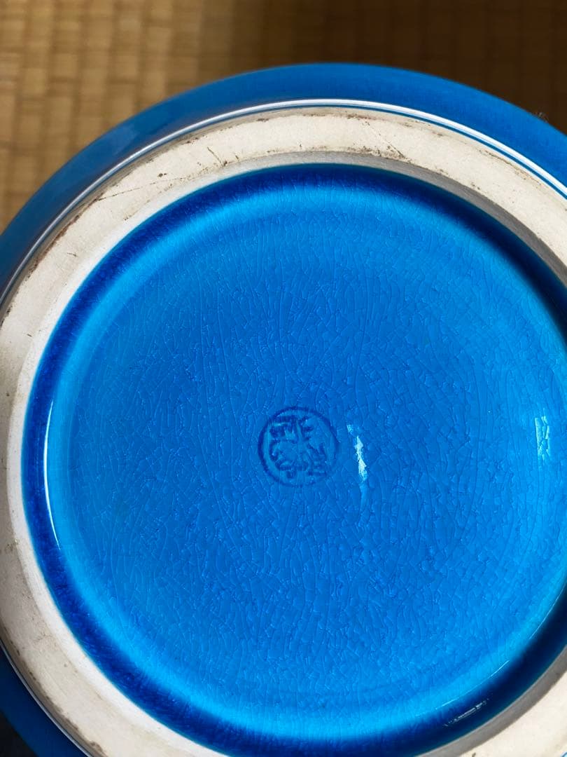 ↓最終値下げ❗️翠嵐窯宝泉造木箱付 茶道具セット 四点 花鳥模様青色陶器