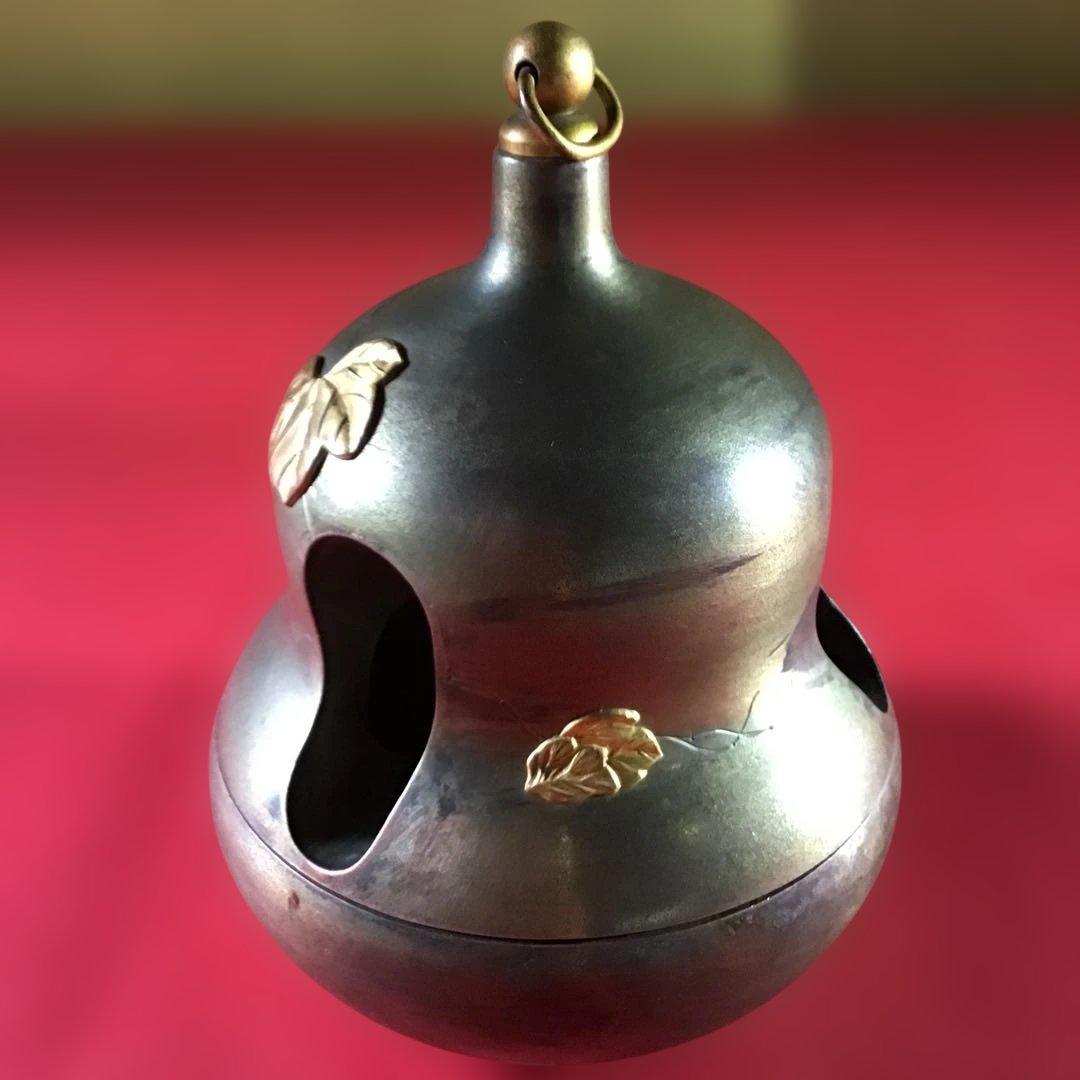 大珍品 白銅地据紋象嵌 香炉 アンティークライター付 昭和初期 B3 大珍品