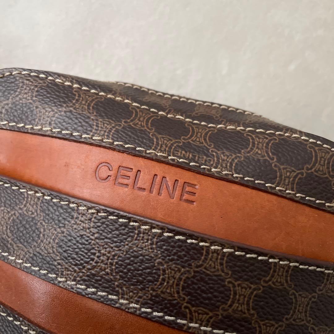 セリーヌ CELINE PVC レザー マカダム ショルダーバッグ ブラウン