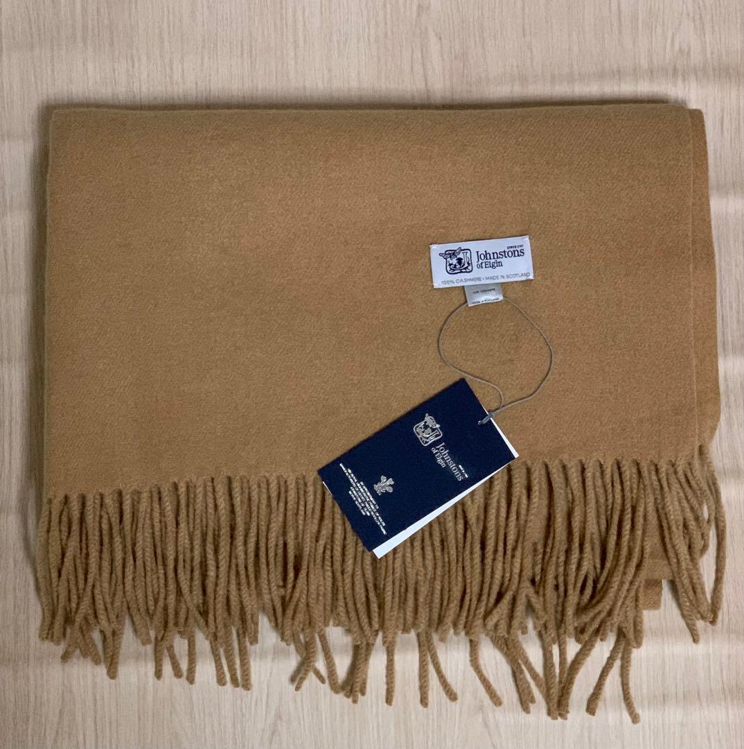 Johnstonsジョンストンズ カシミア 大判ストール マフラーキャメル