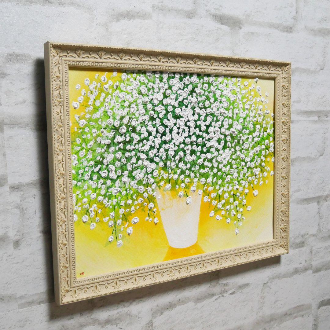 油絵 油彩 油彩画 絵 絵画 【カスミソウ】