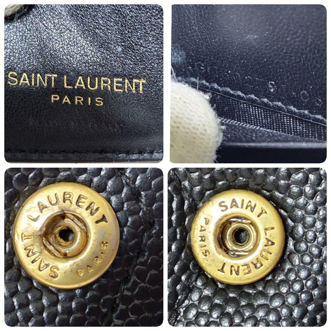 ✨極美品✨サンローラン　三つ折り　カサンドラ　キャビアスキン　レター　レザー