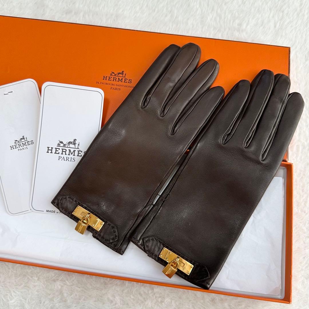 未使用品✨HERMES エルメス レザー 手袋 グローブ ケリー カデナ 7
