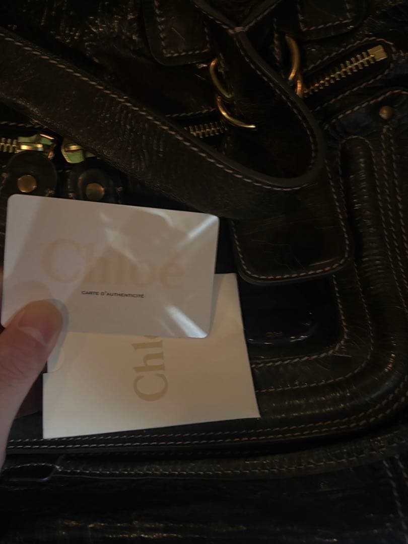 クロエ　黒レザーハンドバッグ