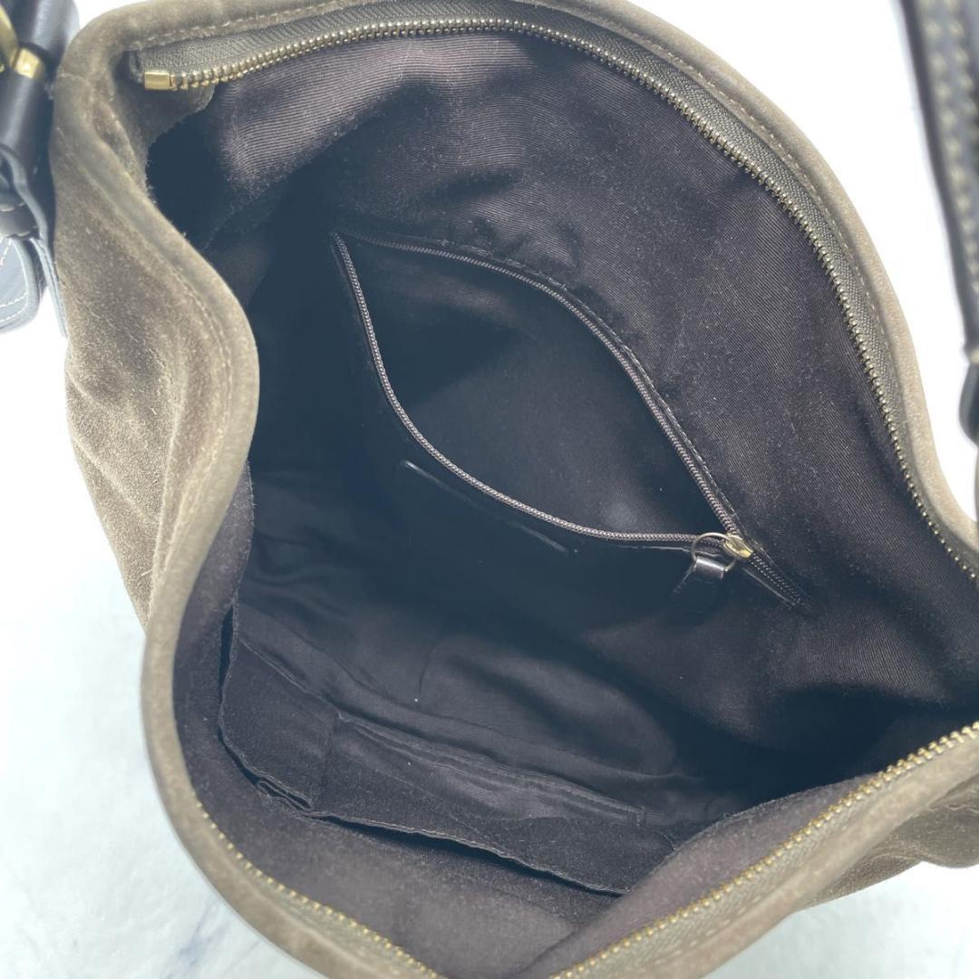 コーチ ホーボー ワンショルダーバッグ ハーフムーン スエード レザー ブラウン