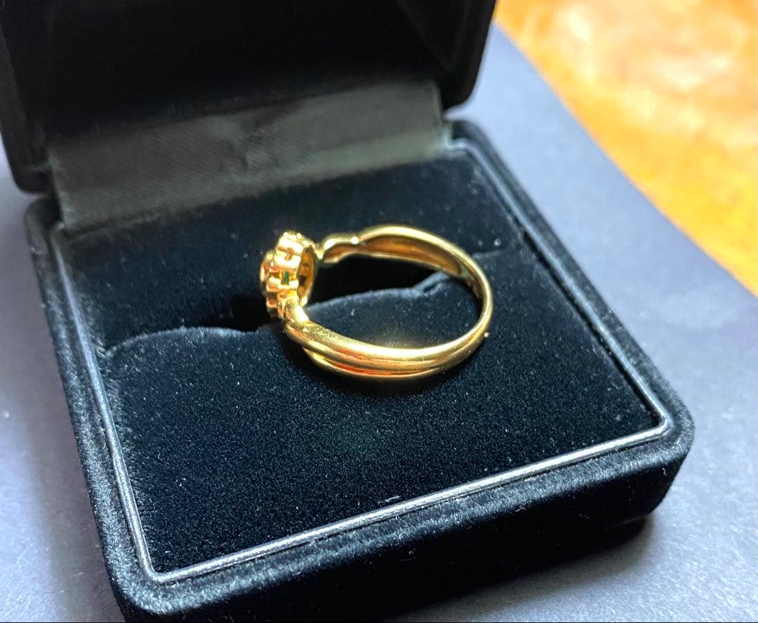 K18 ゴールド エメラルド ダイヤ　リング