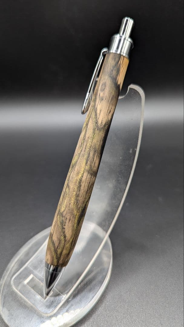 356ペン工房翌檜　特上　黒柿　緑孔雀杢　木軸シャーペン　ボールペン
