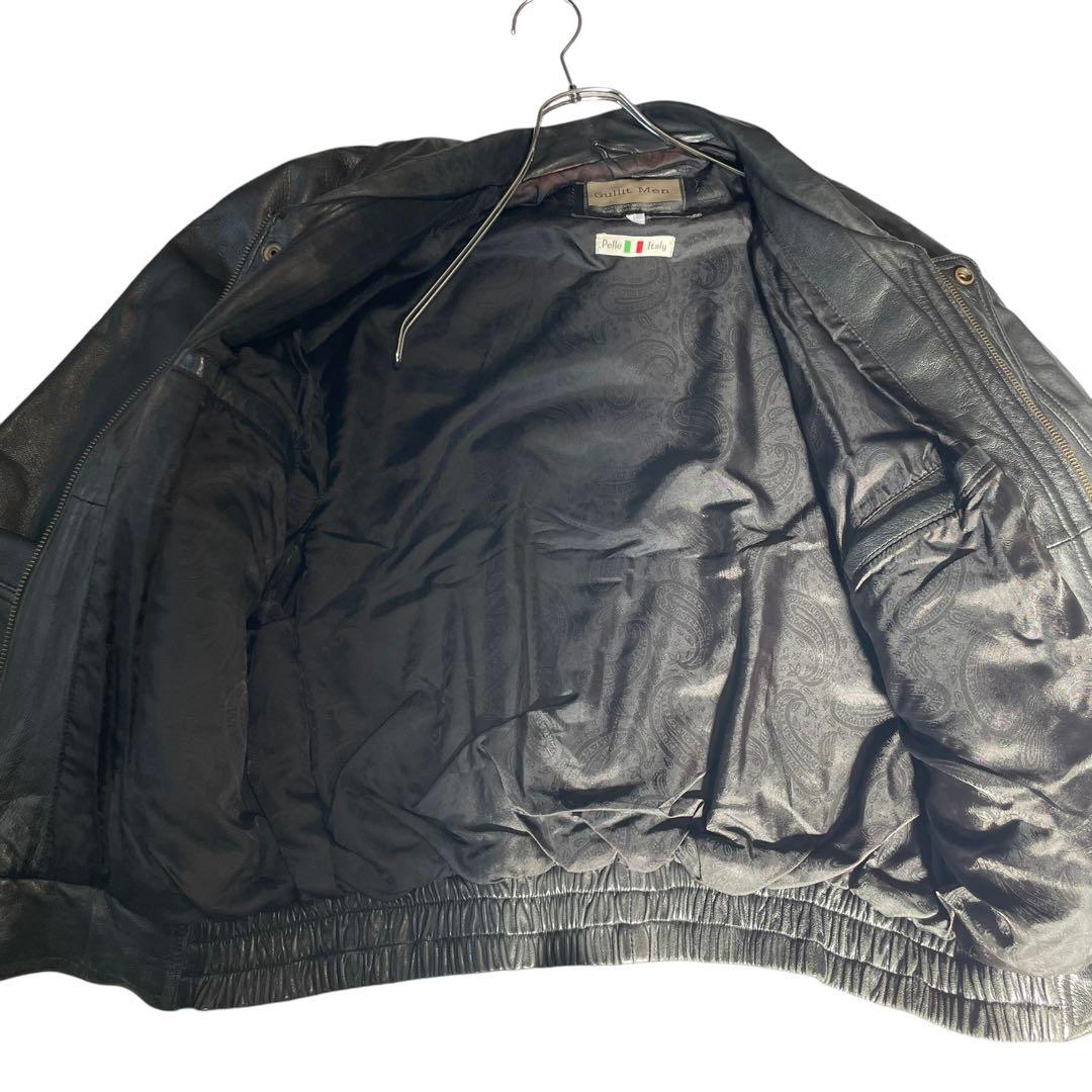 Gullit Men】イタリア ラムレザーシングルライダースジャケット 黒 L