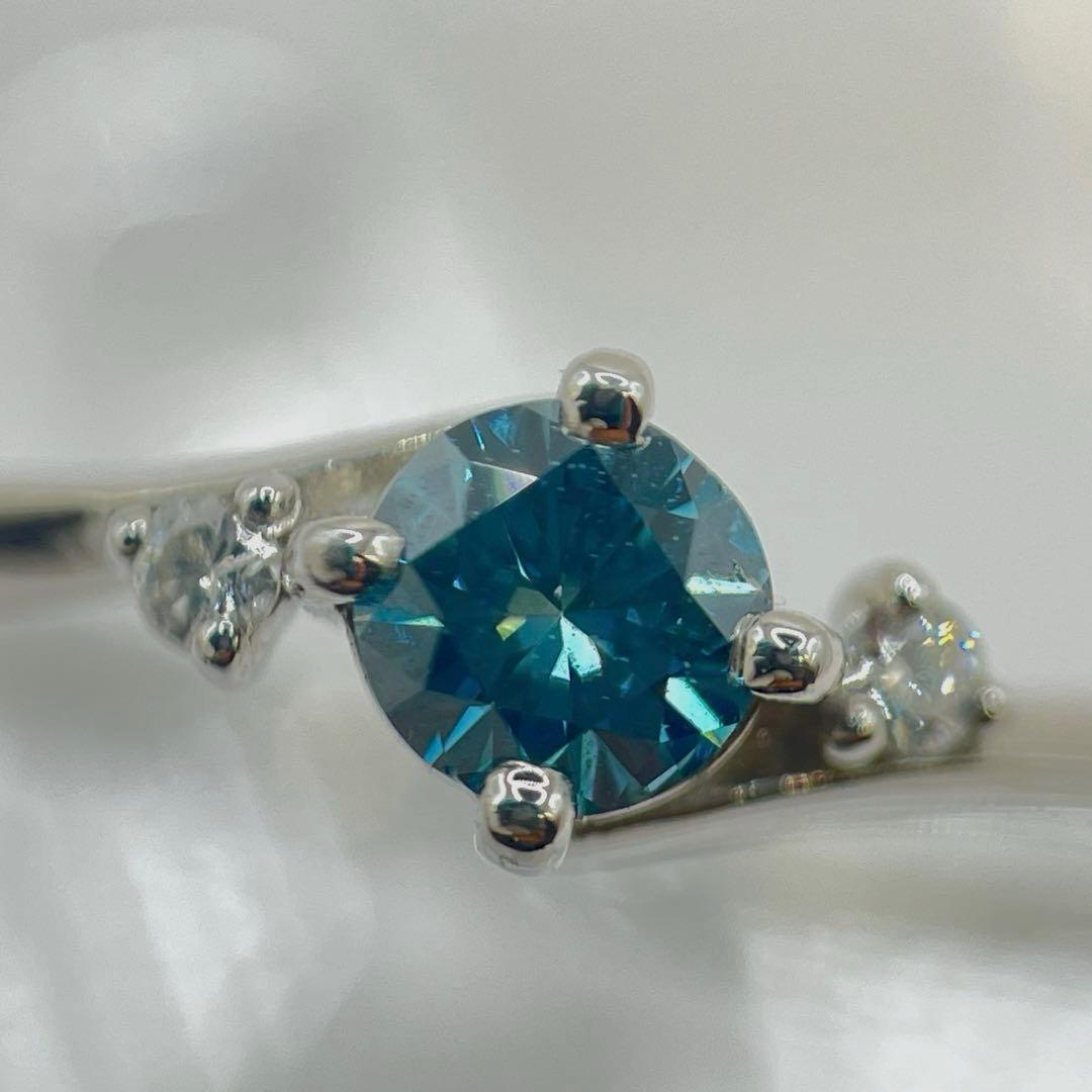 ハル年末年始特別価格185.ブルーダイヤモンド ダイヤモンド pt リング