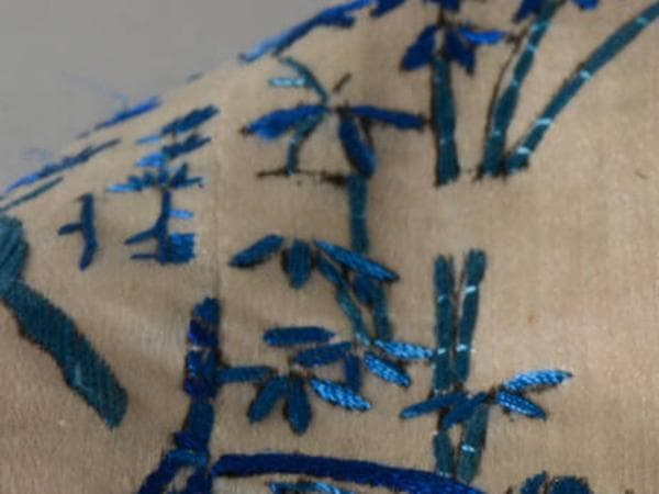 珍】 ☆ 山水仕女図繍片 ☆ 民国時期 刺繍 山水紋 仕女紋 民間