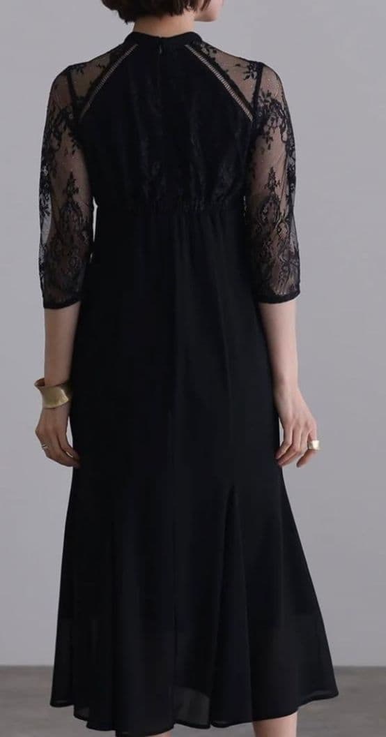 PourVousプールヴー/レースハイウエスト切替えマーメイドワンピース ドレス