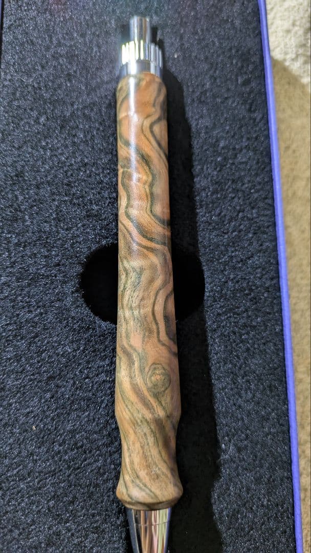 木軸ペン chry leather 黒檀 瘤杢 オーダー品