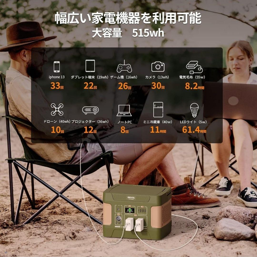 ○新品○EEIVOL ポータブル電源 AC出力600W (瞬間最大1200W