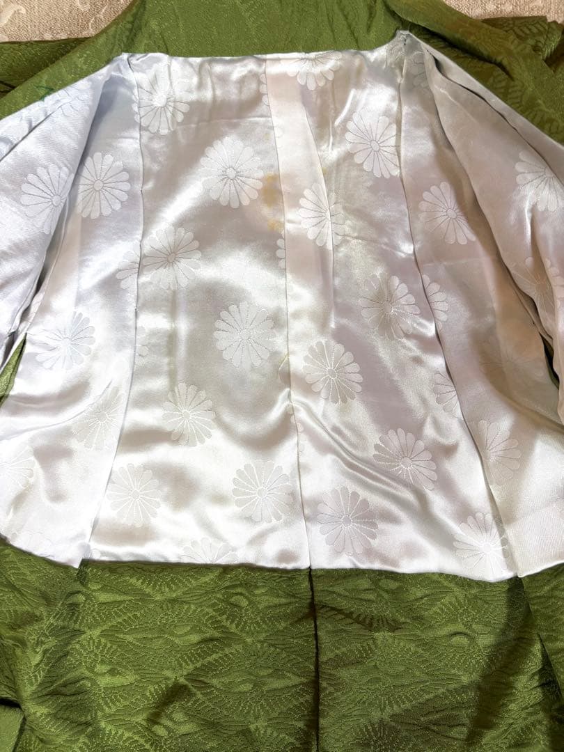 七五三　5才　男の子　晴れ着一色　フルセット　一度使用　グリーン濃淡系　違い矢紋