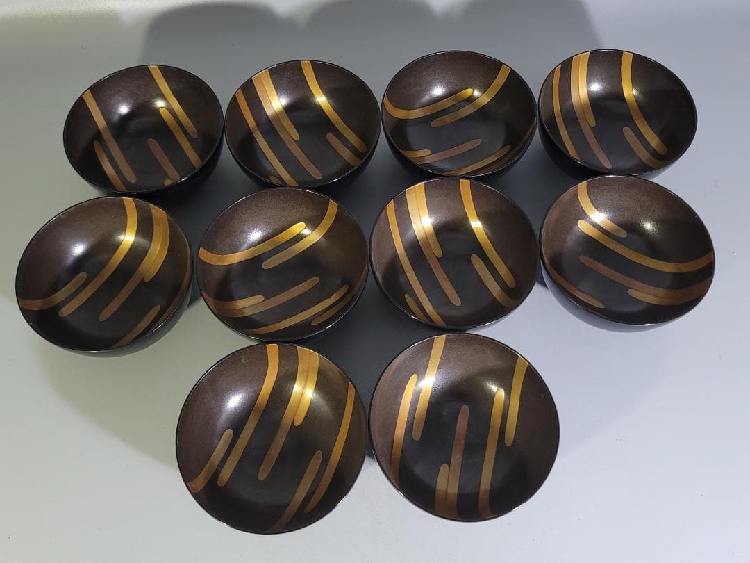 雲蒔絵 吸物碗 十客 平安堂製 共箱 美品 時代物