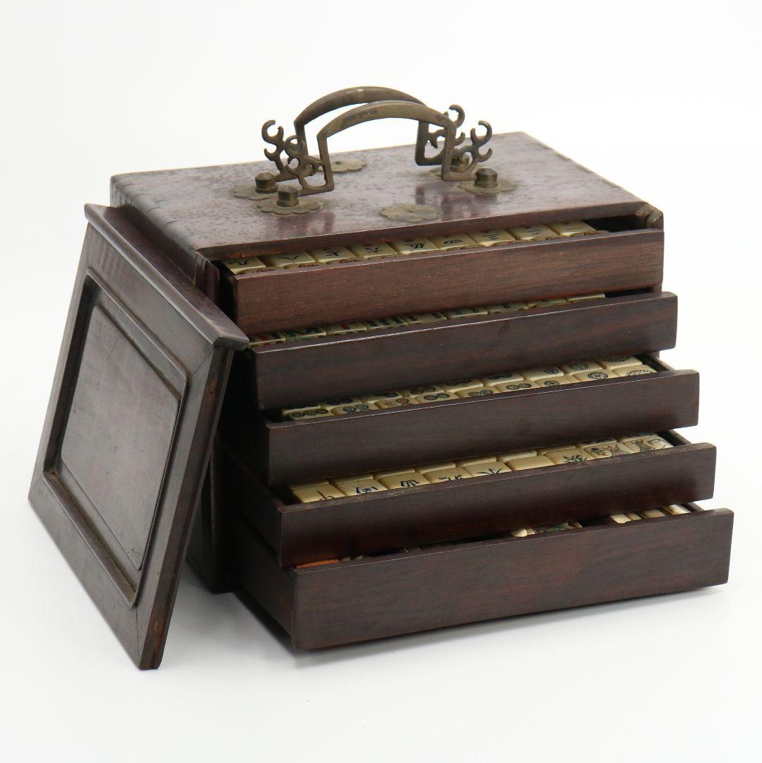 中国 麻雀牌 竹嵌 背竹牌 骨牌　SL466　DK1