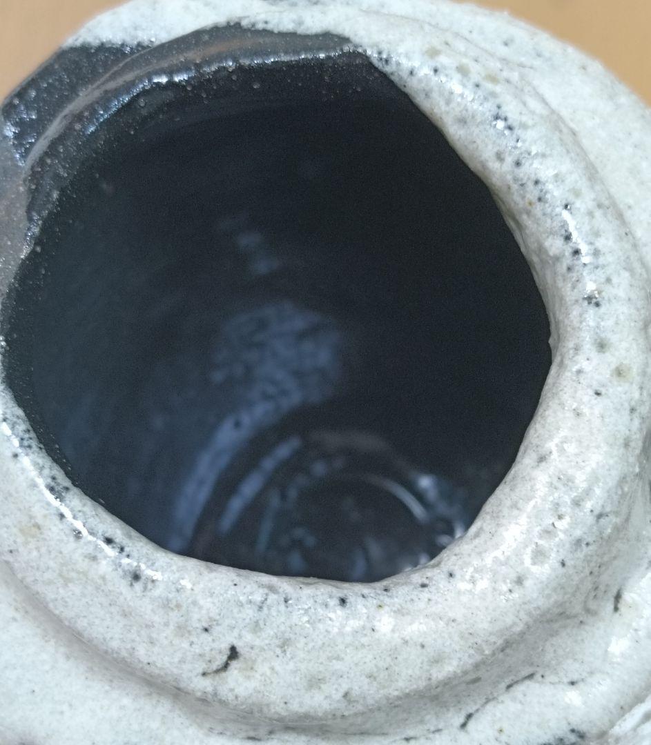 人間国宝　清水卯一作　蓬莱掛分白流花入　最上位作　花入