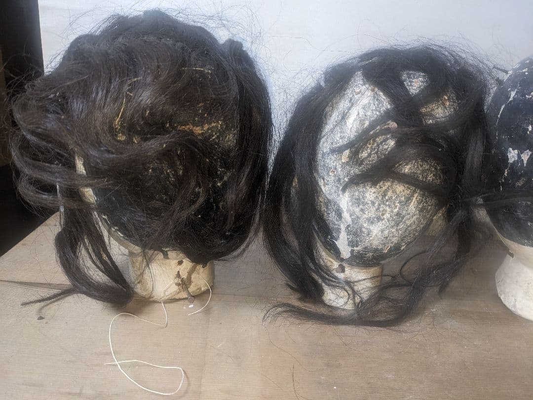 日本の伝統的木製人形の頭4点セット 文楽 幕末~明治 伝統