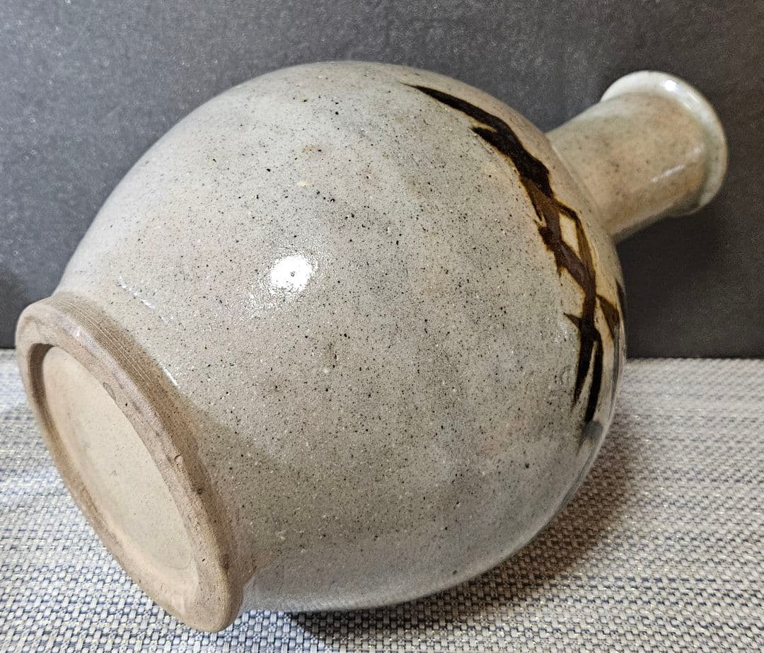 明治時代 益子焼 鉄絵 竹の図 大徳利 花入れ 花生 花器 オブジェ