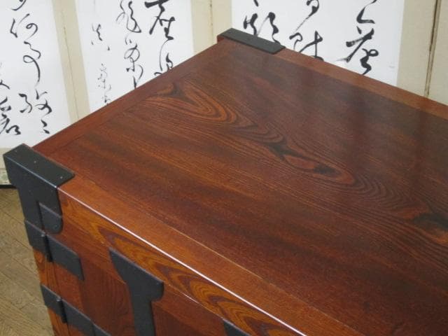 美品 最高峰 松本民芸家具 欅 無垢材 帖タンス（拭き漆仕上）定価