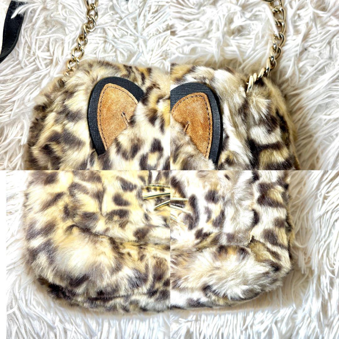 【ケイトスペードニューヨーク】ショルダーバッグ　レオパード　ネコ　ヒョウ　ファー