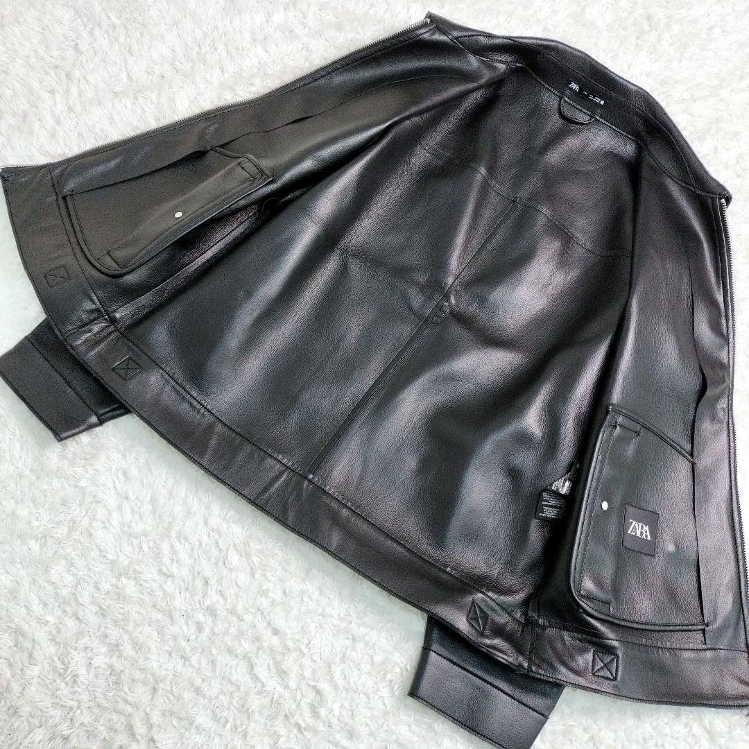 ZARA ザラ レザージャケット 大きいサイズ ジップ ライダース 短丈