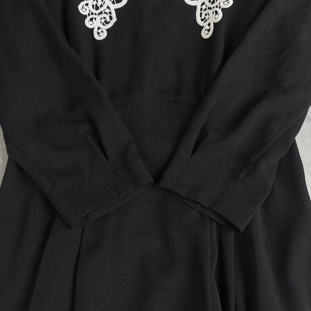 etoll. レースカラー7部袖ロングワンピース ドレス L 2way 結婚式