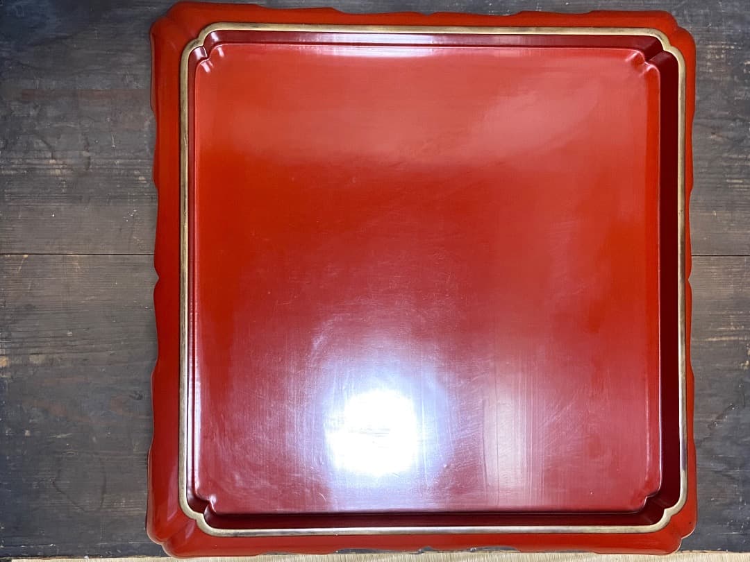 能登蔵出し 輪島塗 朱漆 金縁 脚付膳 / 時代 朱塗 漆器膳 正月の通販は