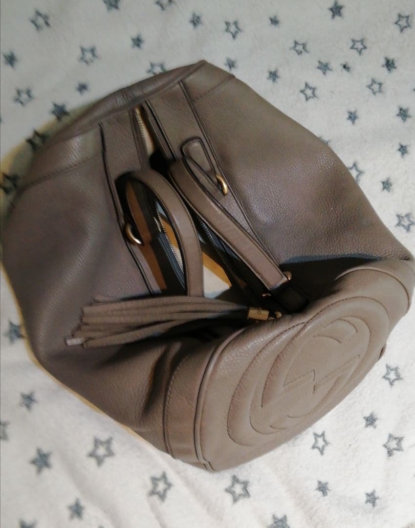 GUCCI　グッチ　ソーホー　SOHO ミニボストン　本革　タッセル　GGロゴ