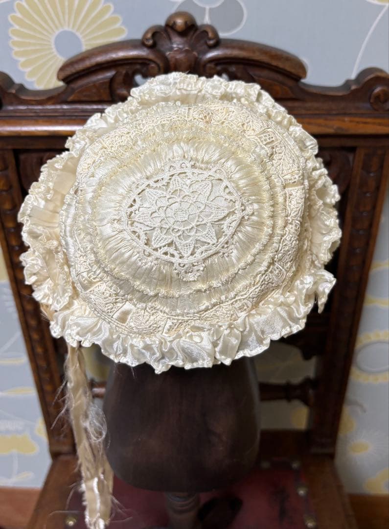 セール中 アンティークビスクドール ドレス 大きいドール用 ボネセット