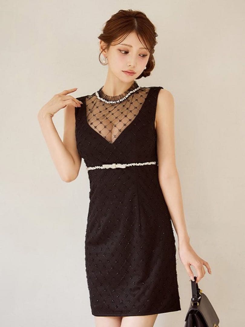 JEWELS ジュエルズ キャバクラ ドレス ビジュー リボン シアー チュール