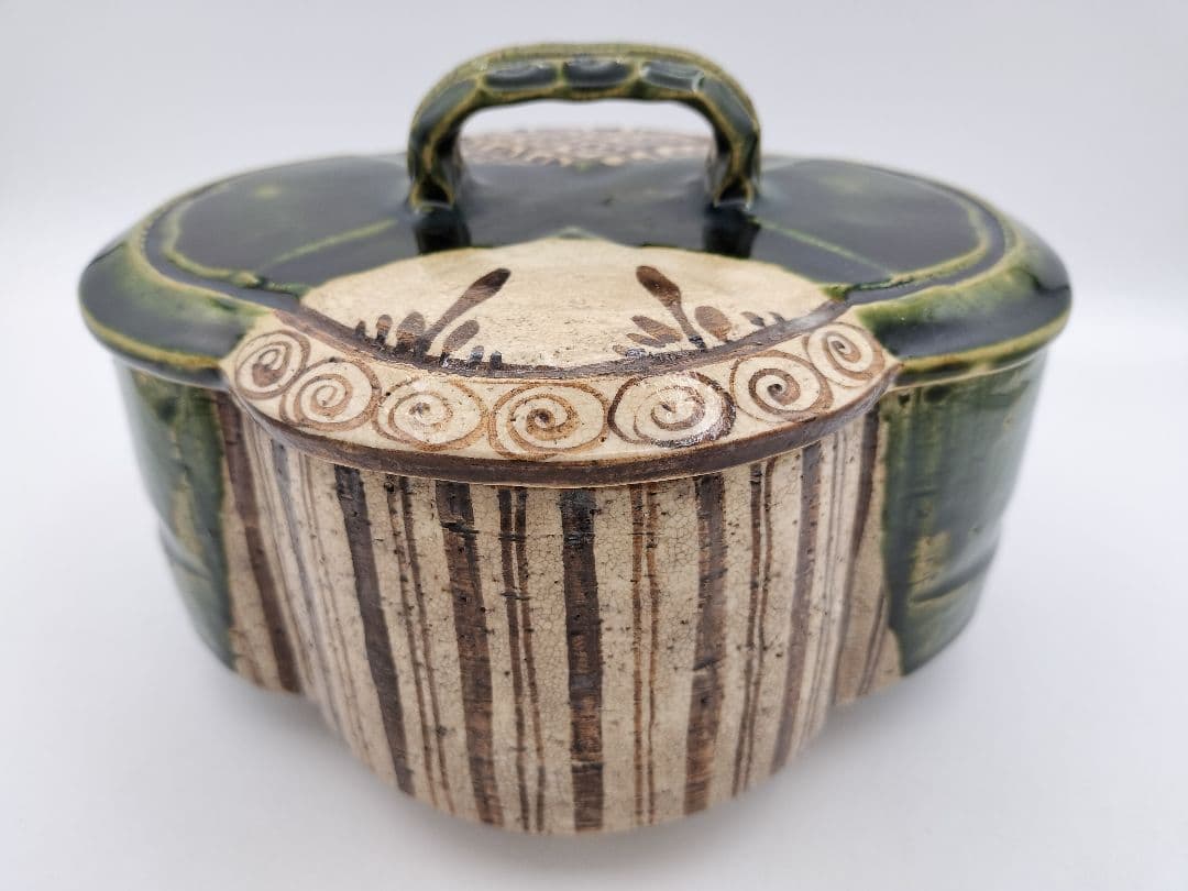 b104 食篭 織部 松本鉄山 木箱 茶道具 古物 喰籠　表千家 b104 食篭 織部 松本鉄山 木箱 茶道具 古物 喰籠 表千家 - メルカリ