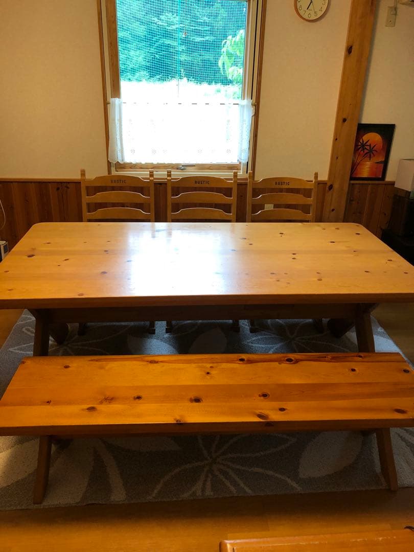 ダイニングテーブル（200cm）　ベンチ椅子セット【引取限定】