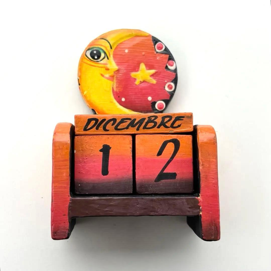 ヴィンテージ 木製カレンダー 万年カレンダー 月と星 モチーフ レトロ