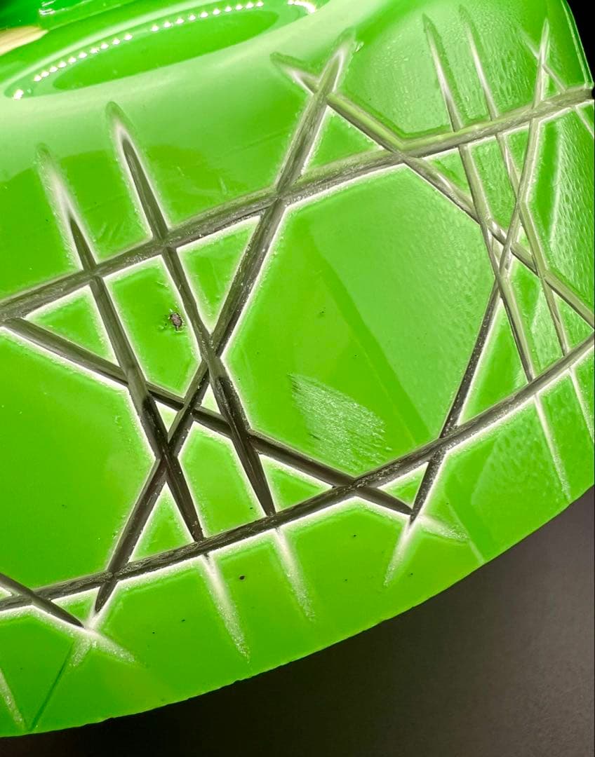 被せガラス緑色ガラス電笠 大正ロマン 洋館 古民家 切子 ウランガラス