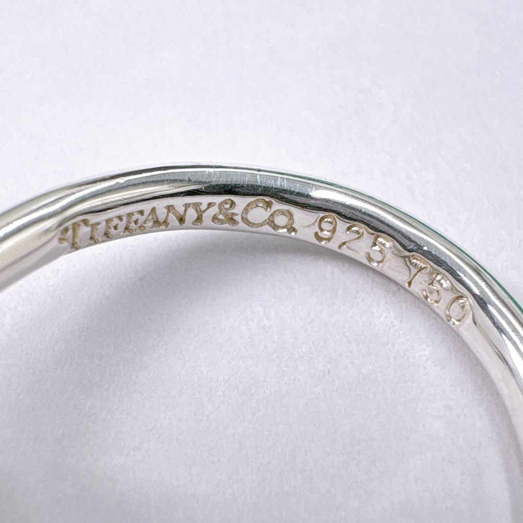 極美品 オールドティファニー ラブノット コンビ リング 7号 シルバー k18