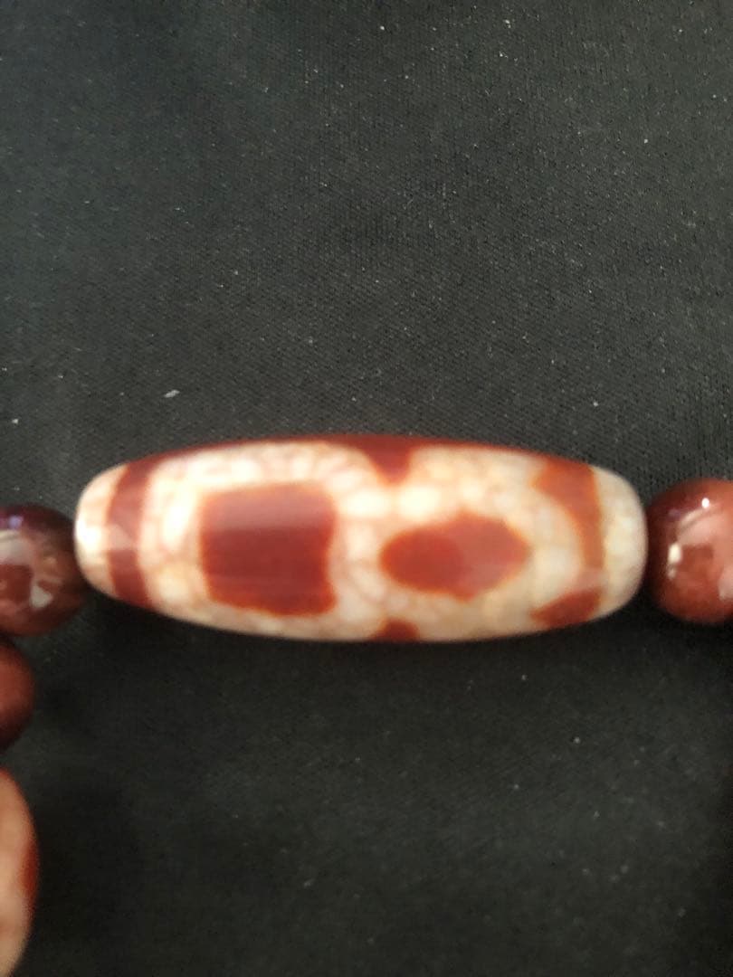 西蔵老礦龍紋一眼財神、星辰金剛天地、如意二眼天珠ブレスレット（